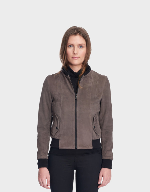 LUCCA VESTE DE BASE-BALL EN CUIR FEMME